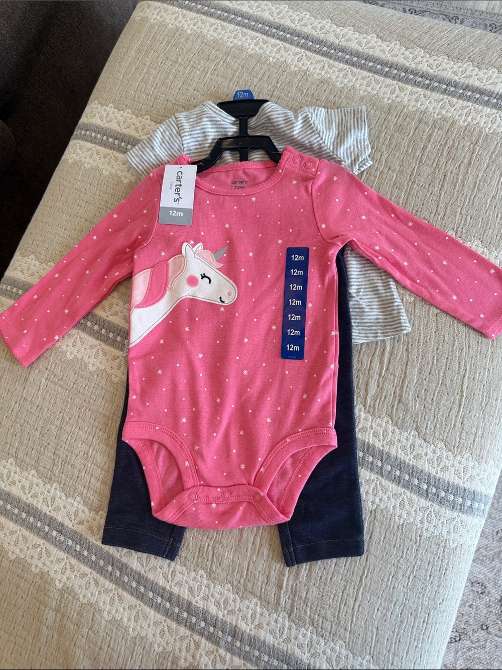 Carter's Pink Unicorn Long-Sleeve Bodysuit Set